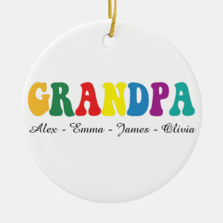 Personalized Grandpa Gift with Grandkids’ Names Keramik Ornament