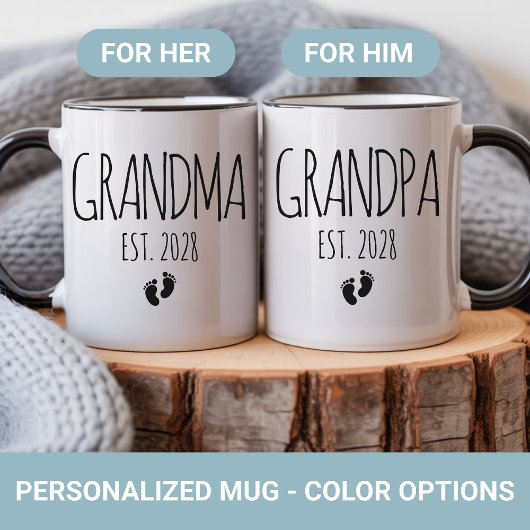 Personalized Grandparents Mug Set Baby Shower Gift Tasse