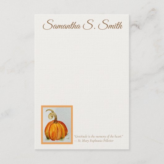 Personalized Gratitude Pumpkin Flat Note Card Einladung (Vorderseite)