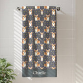 Personalized Gray Corgi Dog Strandtuch