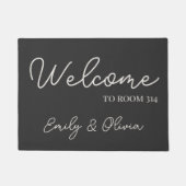 Personalized Gray Ivory Dorm Doormat with Names Fußmatte (Vorderseite)
