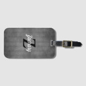 Personalized Gray Vintage Pinstripe Retro Monogram Gepäckanhänger (Vorderseite (Horizontal))