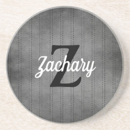Personalized Gray Vintage Pinstripe Retro Monogram Getränkeuntersetzer
