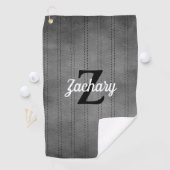Personalized Gray Vintage Pinstripe Retro Monogram Golfhandtuch (Insitu)