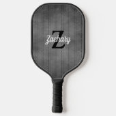 Personalized Gray Vintage Pinstripe Retro Monogram Pickleball Schläger (Rückseite)