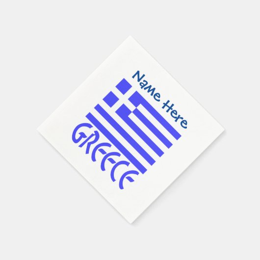 Personalized Greece Flag Name Paper Serviette (Ecke)