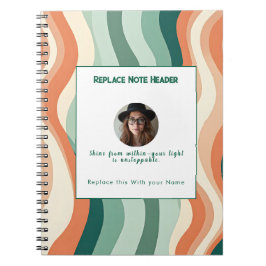Personalized Green and Orange Wave Patterned  Notizblock