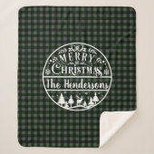 Personalized Green & Black Plaid Merry Christmas Sherpadecke (Vorderseite)