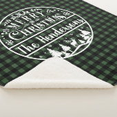 Personalized Green & Black Plaid Merry Christmas Sherpadecke (3/4)