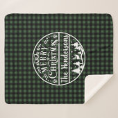 Personalized Green & Black Plaid Merry Christmas Sherpadecke (Vorderseite (Horizontal))