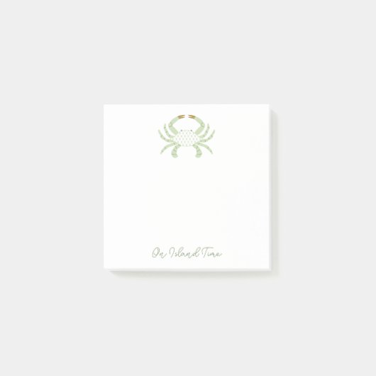 Personalized Green Chic Crab, Beach Sticky Notes Post-it Klebezettel (Vorderseite)