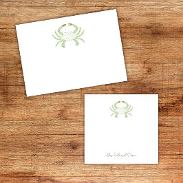 Personalized Green Chic Crab, Beach Sticky Notes Post-it Klebezettel