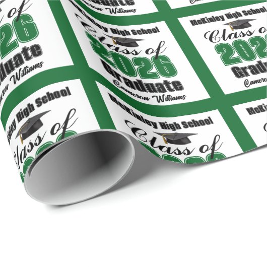 Personalized Green Class of 2026 Graduation Geschenkpapier (Rolleneckpunkt)