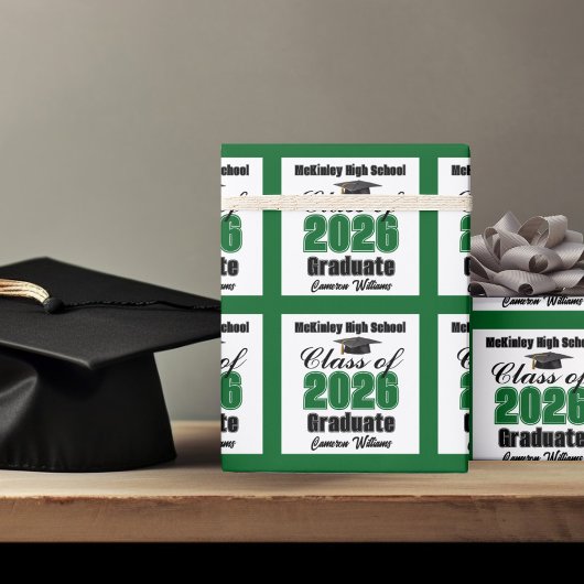 Personalized Green Class of 2026 Graduation Geschenkpapier