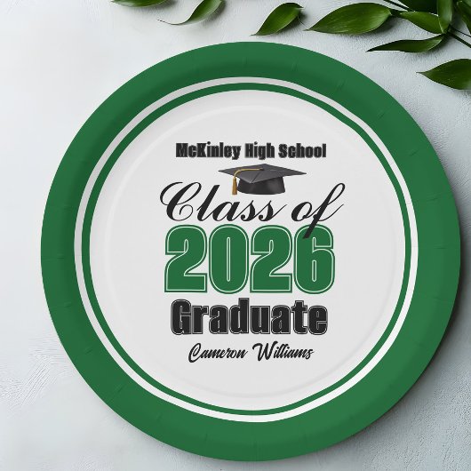 Personalized Green Class of 2026 Graduation Party Pappteller
