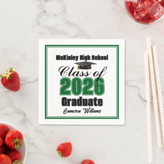 Personalized Green Class of 2026 Graduation Party Serviette (Beispiel)