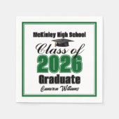 Personalized Green Class of 2026 Graduation Party Serviette (Vorderseite)