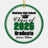 Personalized Green Class of 2026 Graduation Photo Keramik Ornament (Vorne)
