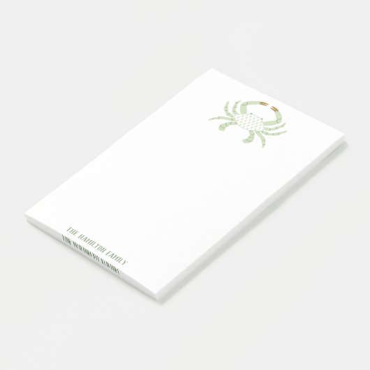 Personalized Green Crab, Coastal Sticky Notes Post-it Klebezettel (angewinkelt)