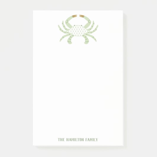 Personalized Green Crab, Coastal Sticky Notes Post-it Klebezettel (Vorderseite)