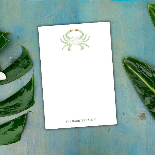 Personalized Green Crab, Coastal Sticky Notes Post-it Klebezettel