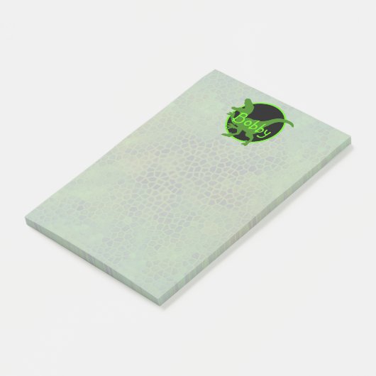 Personalized Green Dinosaur Post-it Klebezettel (angewinkelt)