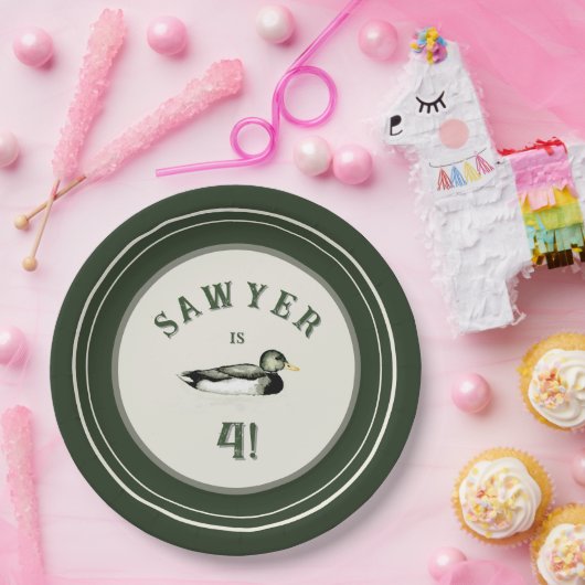 Personalized Green Duck Birthday Plates Pappteller (Party)