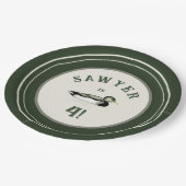 Personalized Green Duck Birthday Plates Pappteller (Schrägansicht)