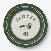 Personalized Green Duck Birthday Plates Pappteller (Vorderseite)