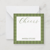 Personalized Green Gingham Mitteilungskarte (Vorderseite)