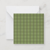 Personalized Green Gingham Mitteilungskarte (Rückseite)