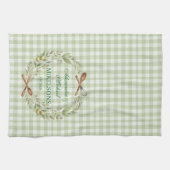 Personalized Green Gingham Newlywed Wedding Geschirrtuch (Horizontal)