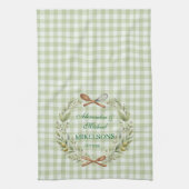 Personalized Green Gingham Newlywed Wedding Geschirrtuch (Vertikal)
