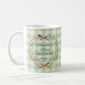 Personalized Green Gingham Newlywed Wedding Kaffeetasse (Links)