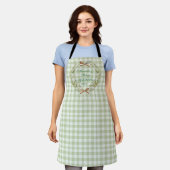 Personalized Green Gingham Newlywed Wedding Schürze (Getragen)