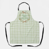 Personalized Green Gingham Newlywed Wedding Schürze (Vorderseite)