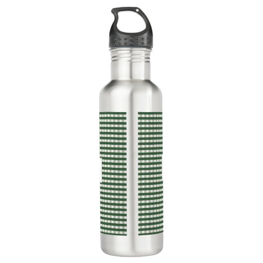 Personalized Green Gingham Pattern & Custom Name Edelstahlflasche (Rückseite)