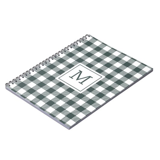 Personalized Green Gingham Plaid Monogram Notizblock (Linke Seite)