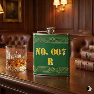 Personalized Green & Gold Art Deco Custom Text Vin Flachmann