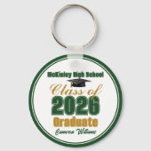Personalized Green Gold Class of 2026 Graduation Schlüsselanhänger (Vorderseite)