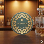 Personalized Green & Gold Mandala "The Smith Hub", Getränkeuntersetzer