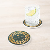 Personalized Green & Gold Mandala "The Smith Hub", Getränkeuntersetzer (Seite)