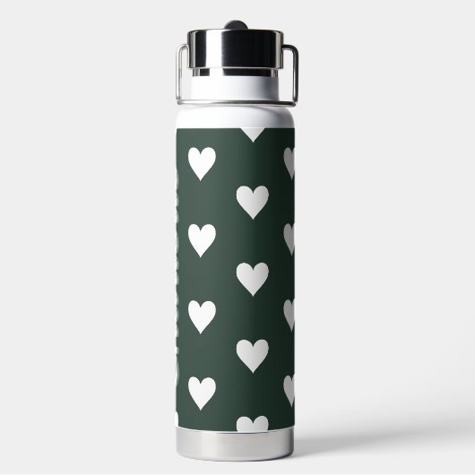 Personalized Green Heart Pattern Trinkflasche (Hinten)