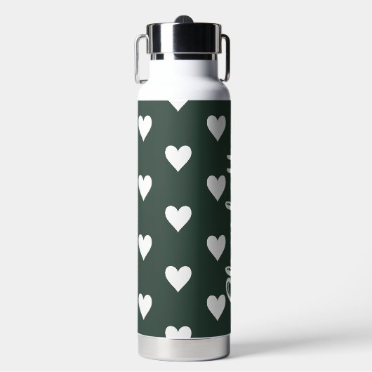 Personalized Green Heart Pattern Trinkflasche (Vorderseite)