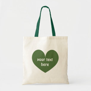 Personalized green heart reusable canvas tote bag tragetasche