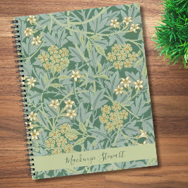 Personalized Green Jasmine Floral Pattern Notizblock