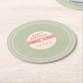 Personalized Green Pastel Birthday Paper Coasters Runder Pappuntersetzer (Angewinkelt)