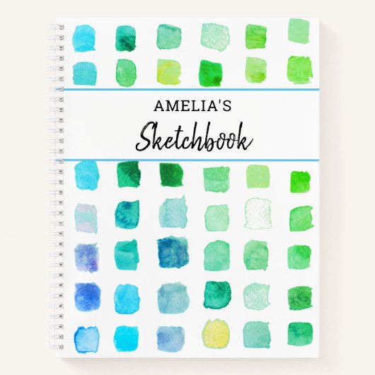 Personalized Green Pattern Sketchbook  Notizblock (Vorderseite)