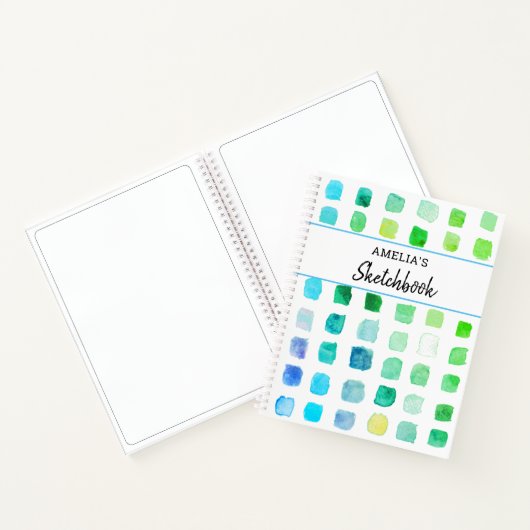 Personalized Green Pattern Sketchbook  Notizblock (Innenseite)