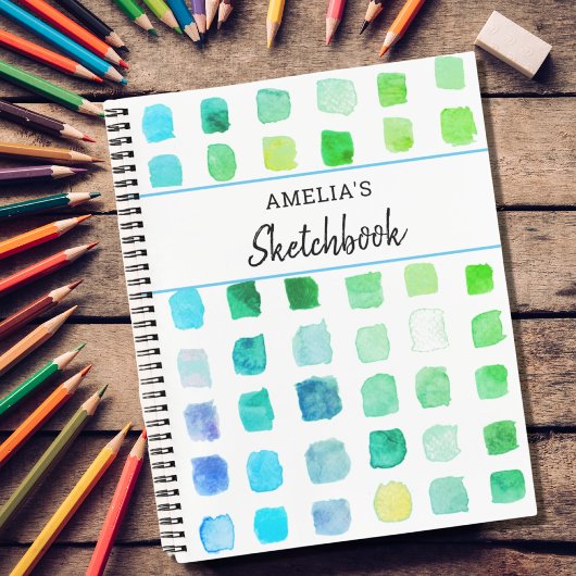 Personalized Green Pattern Sketchbook  Notizblock